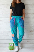 schniesel.Bunte Petrol Blau Orange Cargo Pumphose