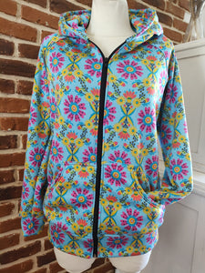 schniesel.Bunte Pink Blau Blumen Sweatjacke