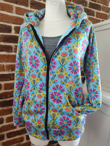 schniesel.Bunte Pink Blau Blumen Sweatjacke