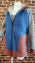 schniesel.Blau Grau Rostbraun Walkjacke