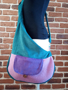 schniesel.Petrol Breitcord altrosa Walk Handtasche