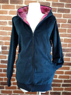 schniesel.Schwarz Batik lila Cordjacke