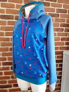 schniesel.Blau Rot Anker Pulli