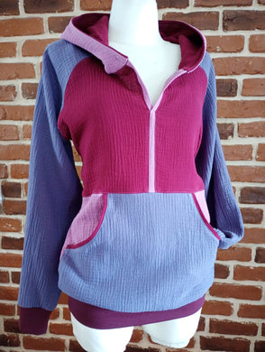 schniesel.Lila Weinrot Altrosa Musselinbluse