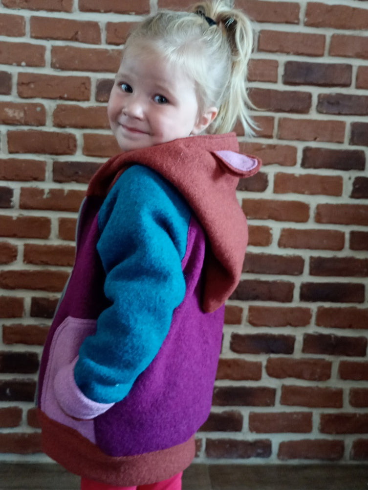 schniesel.Beere Altrosa Petrol Braun Walkjacke