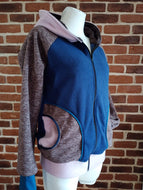 schniesel.Dunkelblau Braun Rosa Fleecejacke