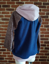 schniesel.Dunkelblau Braun Rosa Fleecejacke