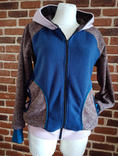 schniesel.Dunkelblau Braun Rosa Fleecejacke