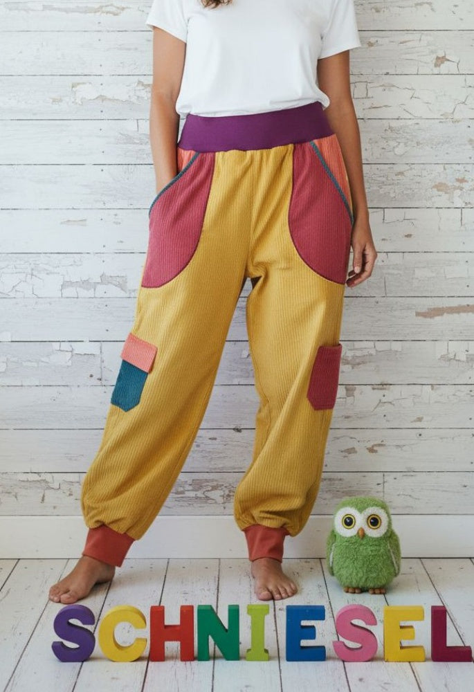 schniesel.Bunte Senggelb Rost Orange Cargo Pumphose