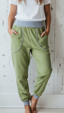 schniesel.Gurkengrün Grau Breitcord Baumwollpumphose