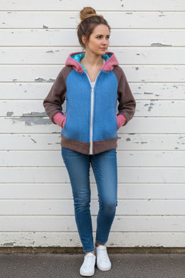 schniesel.Blau Braun Grapefruit Walkajcke