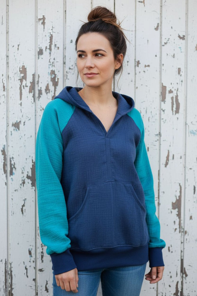 schniesel.Dunkelblau Petrol Musselinbluse