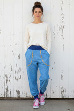 schniesel.Ringel Jeans Senfgelb Baumwollpumphose