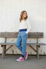 schniesel.Ringel Jeans Senfgelb Baumwollpumphose