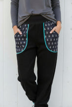 schniesel.Schwarz Anker Türkis Feincord Baumwollpumphose