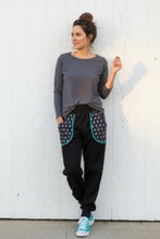 schniesel.Schwarz Anker Türkis Feincord Baumwollpumphose