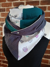 schniesel.Katzen Petrol Grau Dreieckstuch