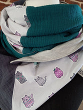 schniesel.Katzen Petrol Grau Dreieckstuch