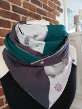 schniesel.Katzen Petrol Grau Dreieckstuch