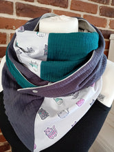 schniesel.Katzen Petrol Grau Dreieckstuch