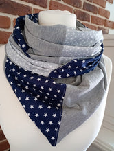 schniesel.Dunkelblau Hellgrau Sternly Grau Dreieckstuch