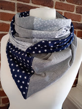 schniesel.Dunkelblau Hellgrau Sternly Grau Dreieckstuch