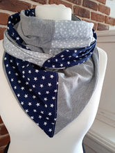 schniesel.Dunkelblau Hellgrau Sternly Grau Dreieckstuch