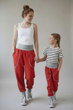 schniesel.Rot Grau Musselinpumphose