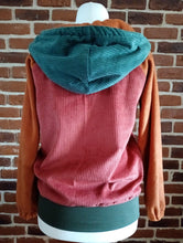 schniesel.Grün Rost Senfgelb Breitcord Halbzipper Jacke