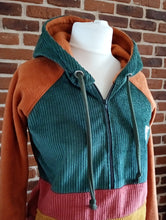 schniesel.Grün Rost Senfgelb Breitcord Halbzipper Jacke