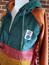 schniesel.Grün Rost Senfgelb Breitcord Halbzipper Jacke