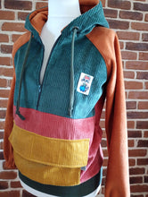 schniesel.Grün Rost Senfgelb Breitcord Halbzipper Jacke