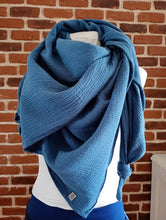 schniesel.Jeansblau Musselin Viereckstuch