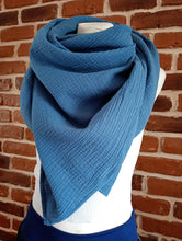 schniesel.Jeansblau Musselin Viereckstuch