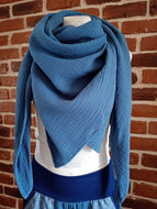Jeansblau Musselin Viereckstuch