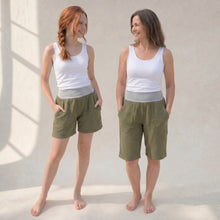 schniesel.Grün Grau Musselin Shorts