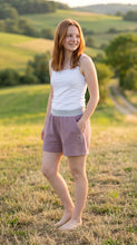 schniesel.Mauve Grau Musselin Shorts