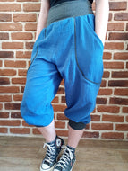 Jeansblau Grau Musselinpumphose