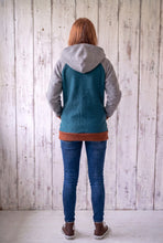 schniesel.Petrol Grau Rostbraun Walkjacke