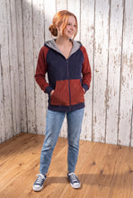 Blau Rostbraun Grau Cordjacke