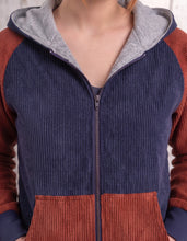 Blau Rostbraun Grau Cordjacke