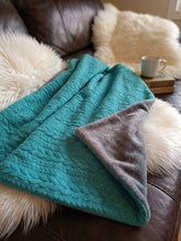 Türkis Zopf Kuscheldecke