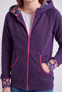 Lila Pink Bunte Blumen Sweatjacke