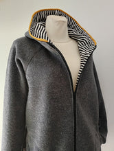 Grau Gelb gestreift Walkjacke