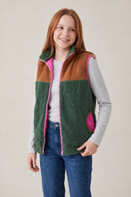 Grün Rostbraun Pink Fleece Teddyweste