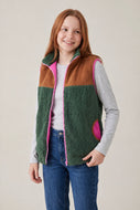 Grün Rostbraun Pink Fleece Teddyweste