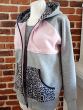 Grau Rosa Leo Fleece Sweatjacke