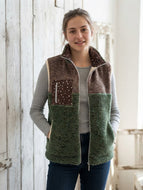 Grün Teddy Braun Fleece Leo Weste