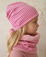 Pink Weiß Gestreift Beanie Loop Set