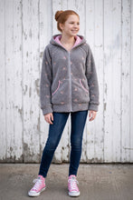 Grau Blümchen Altrosa Teddyjacke